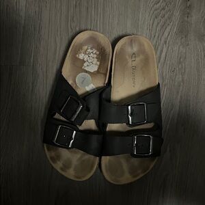 Stylish Black Double Buckle Sandals